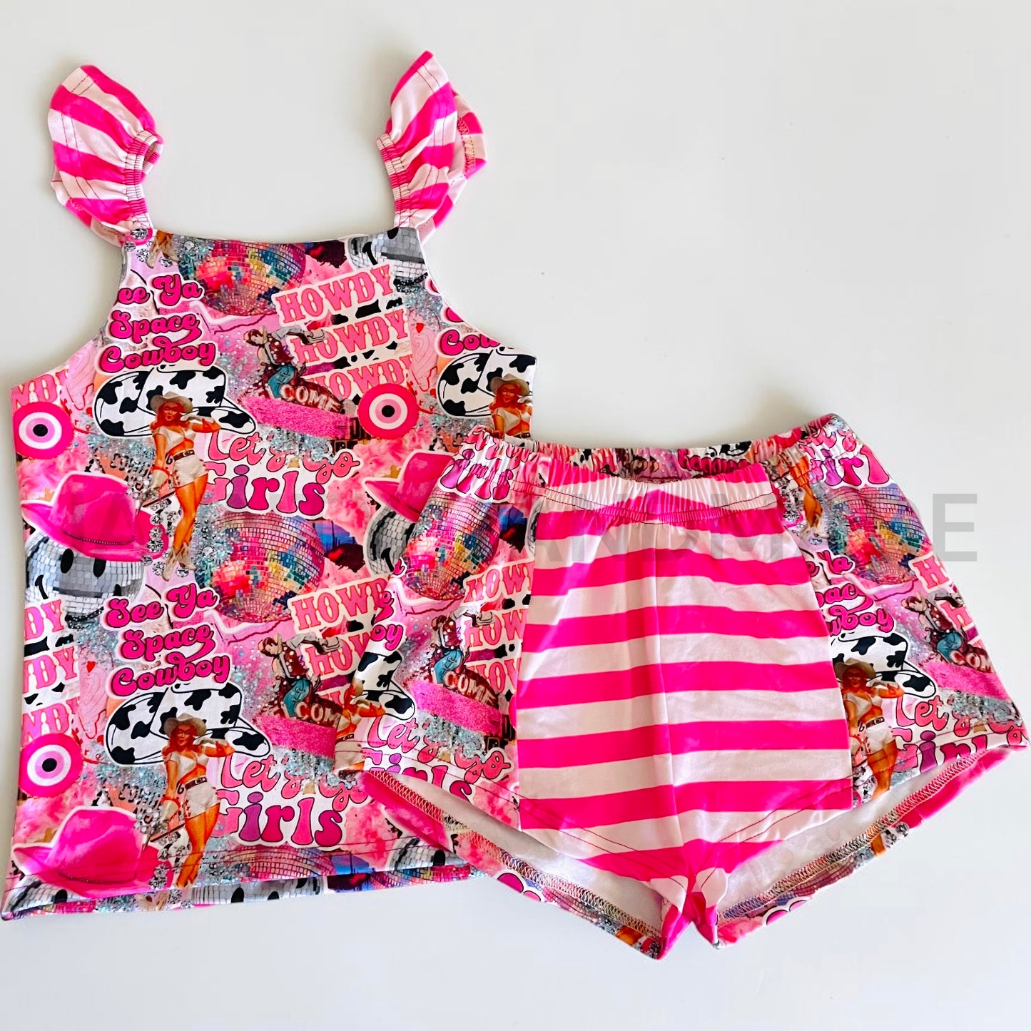 HOWDY ruffle cami and flow shorts set