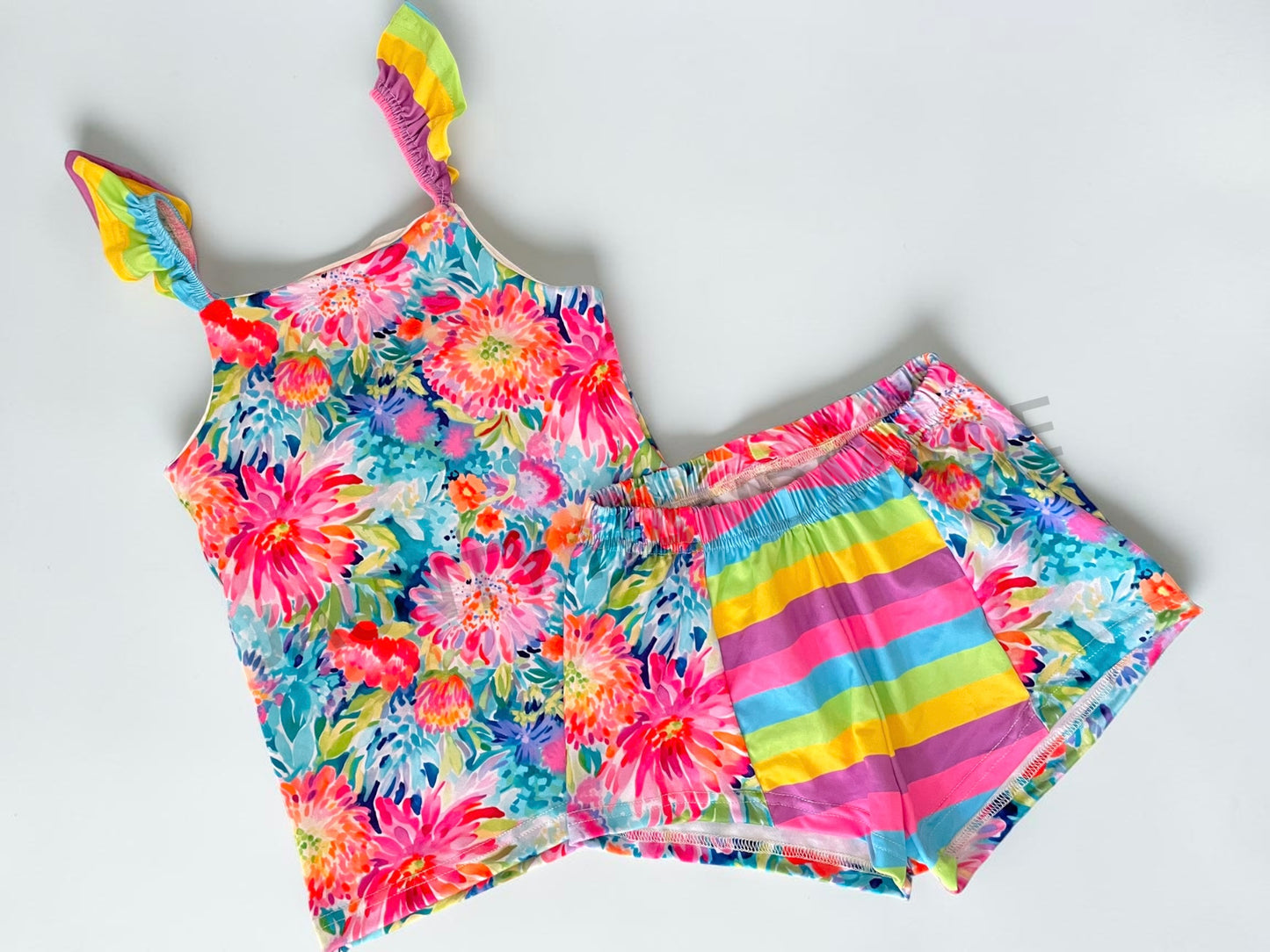 Lilly Floral ruffle cami and flow shorts set