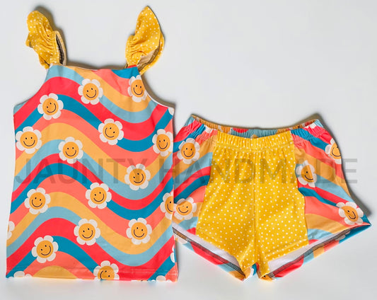 SMILEY RUFFLE CAMI AND FLOW SHORTS SET